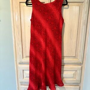 Vintage Donna Ricco Red Snake Print Midi Dress ❤️🐍